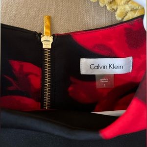 Calvin Klein floral sleeve wheat dress.